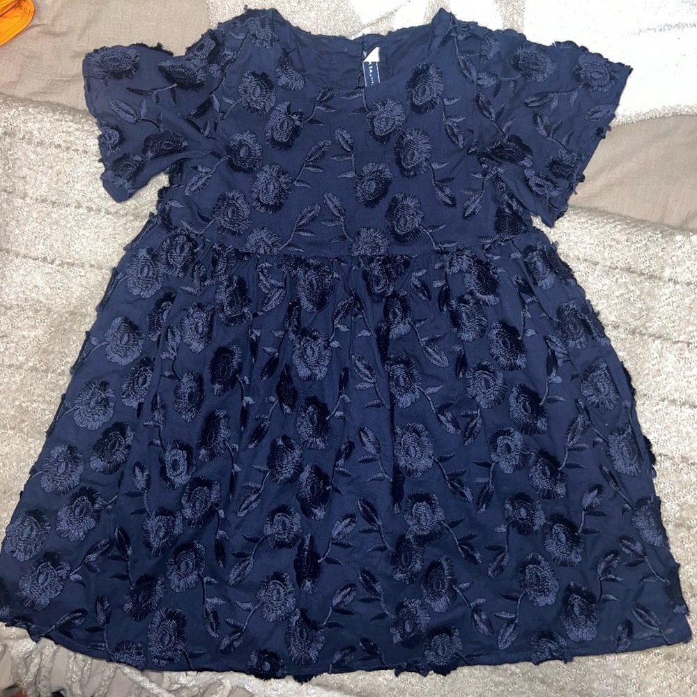 JANIE &JACK CLIPPED FRINGE FLORAL JACQUARD DRESS
